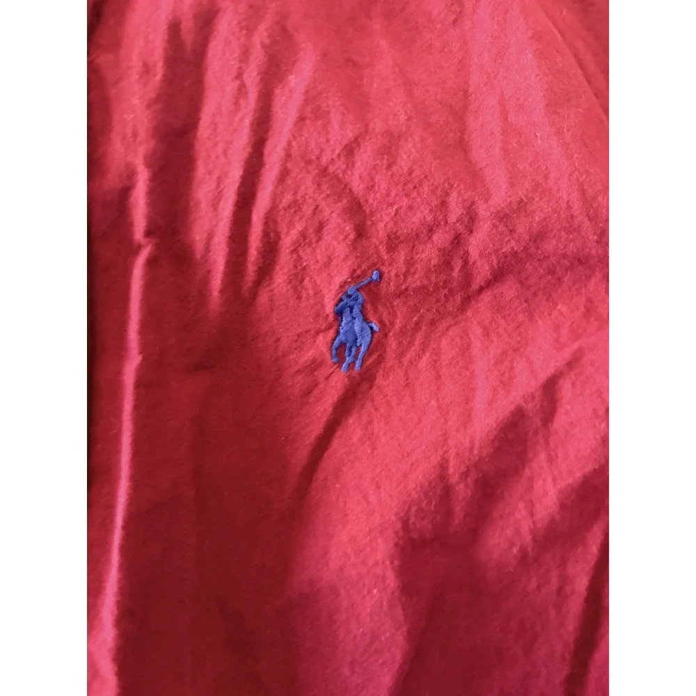 Boys Polo Ralph Lauren Red Natural Stretch Button Down Shirt Size L 14-16
